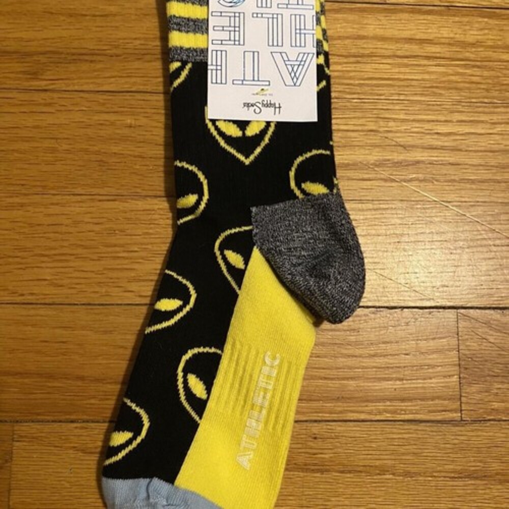 Happy Socks ATHLETIC Yellow, Black, Grey US M 9-11 NWT